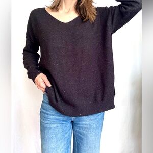 Dreamers Black Colorful Speckle V-Neck Sweater Relaxed Soft Texture size S/M